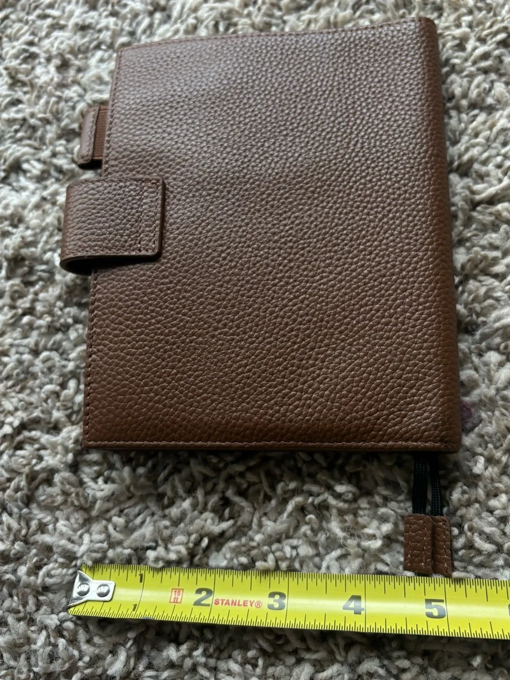 Pebbled Brown Leather Planner with Snap Closure